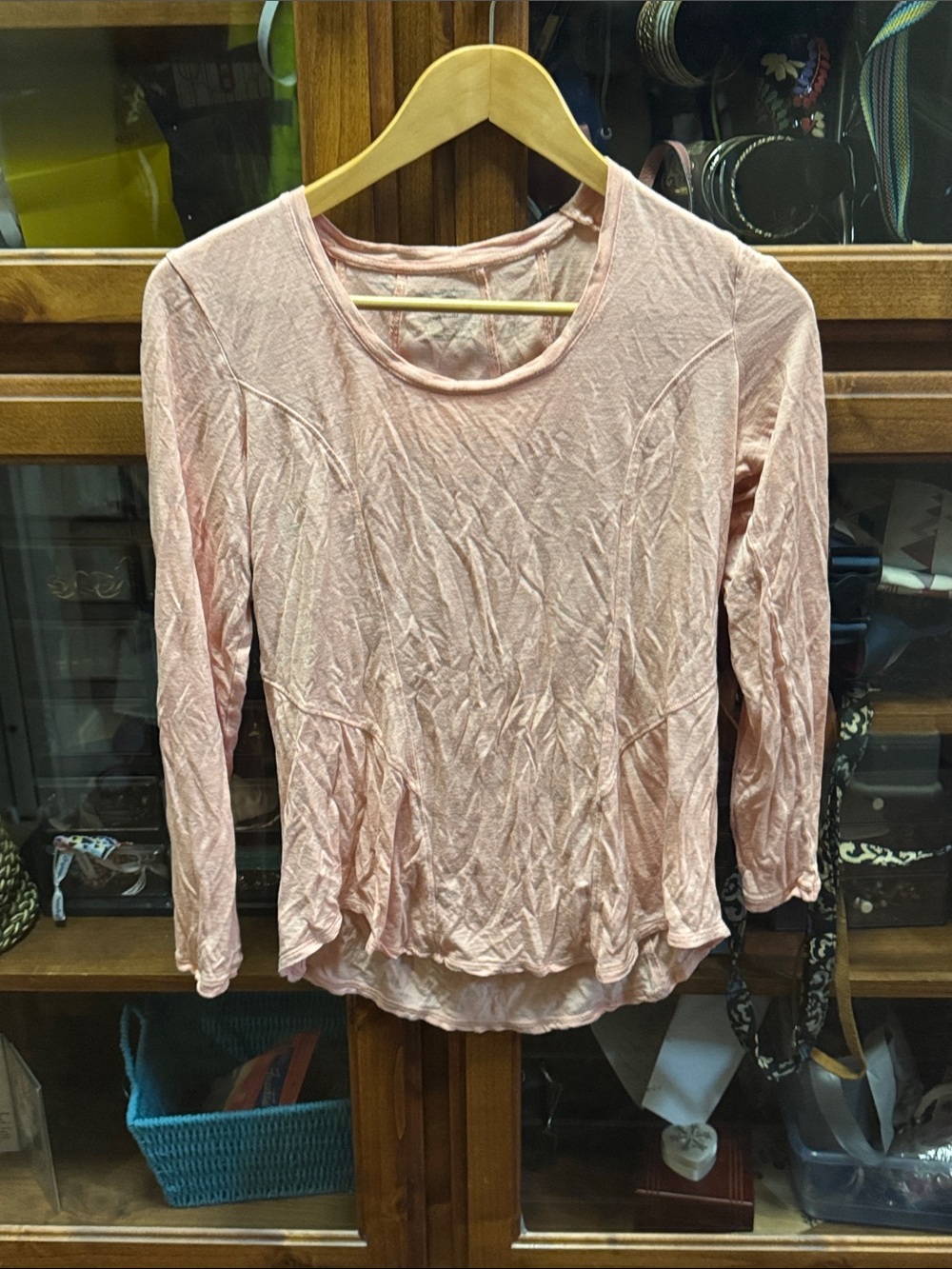 Orange and grey Women's Long Sleeve Casual Top